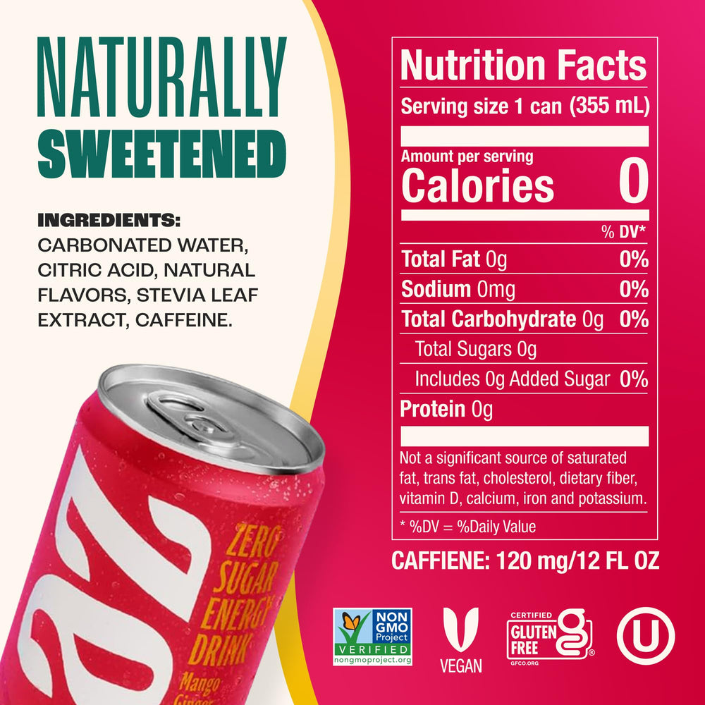Zevia Mango Ginger flavor splash image; fresh mango and ginger notes.