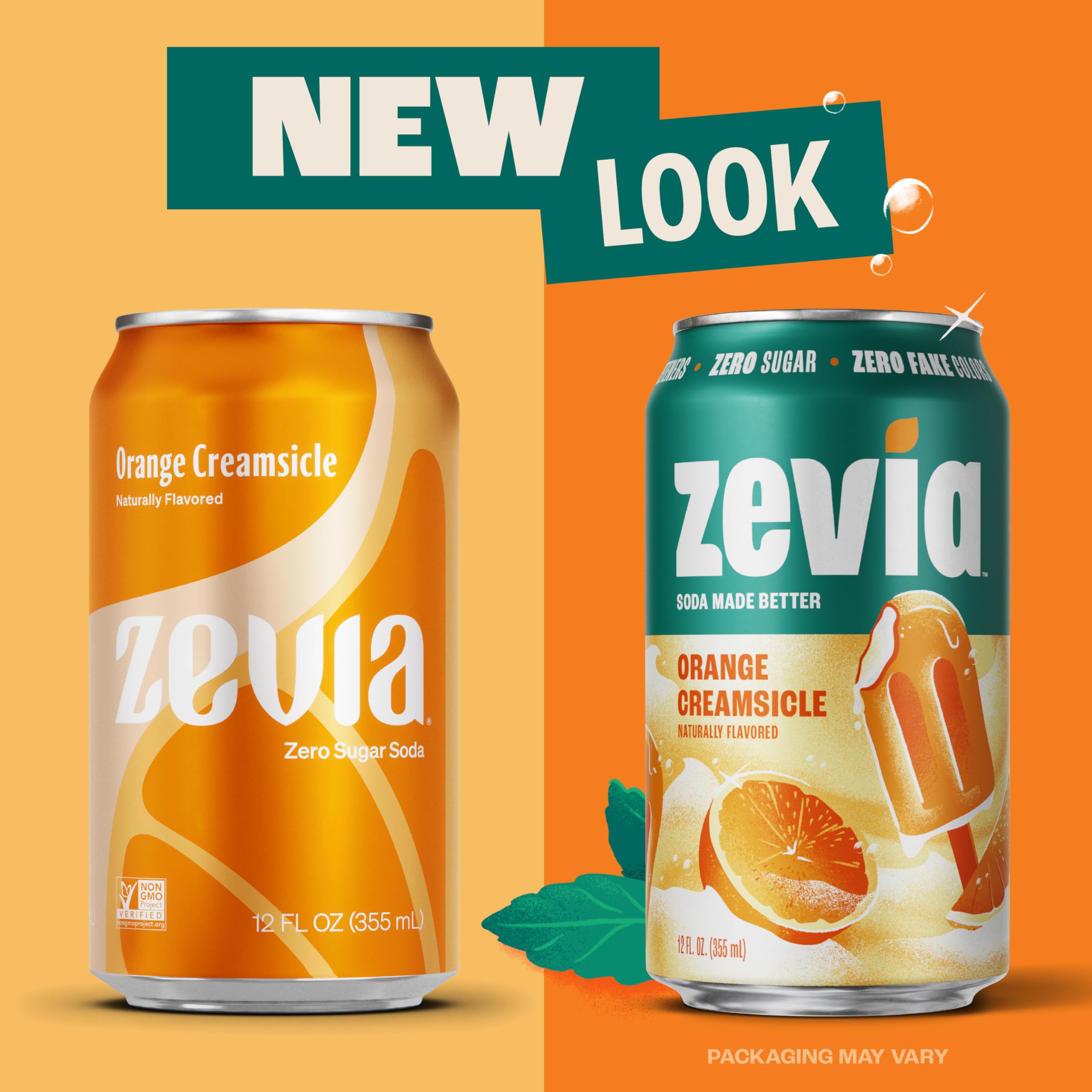 Zevia Orange Creamsicle ingredients label highlighting simple, natural sweetener