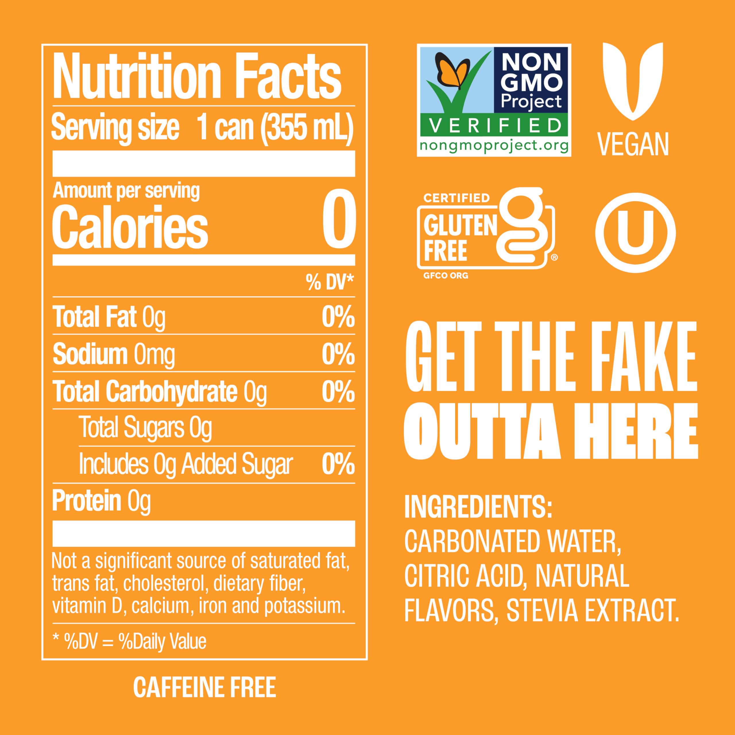 Zevia orange soda can pour highlights fizz without added sugars.