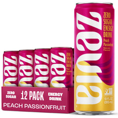 Zevia Peach Passionfruit energy can with zero sugar and 120 mg caffeine