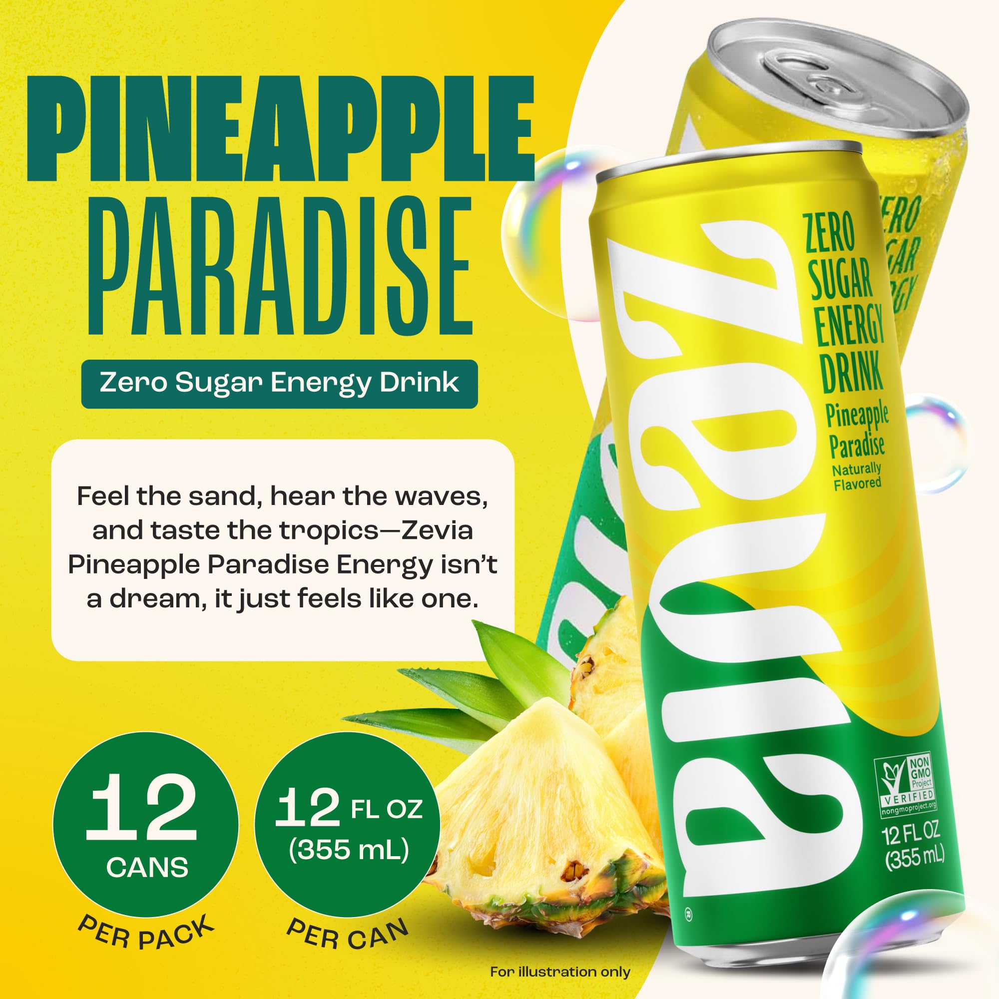 Zevia Pineapple Paradise can pour shows tropical aroma and caffeine lift.