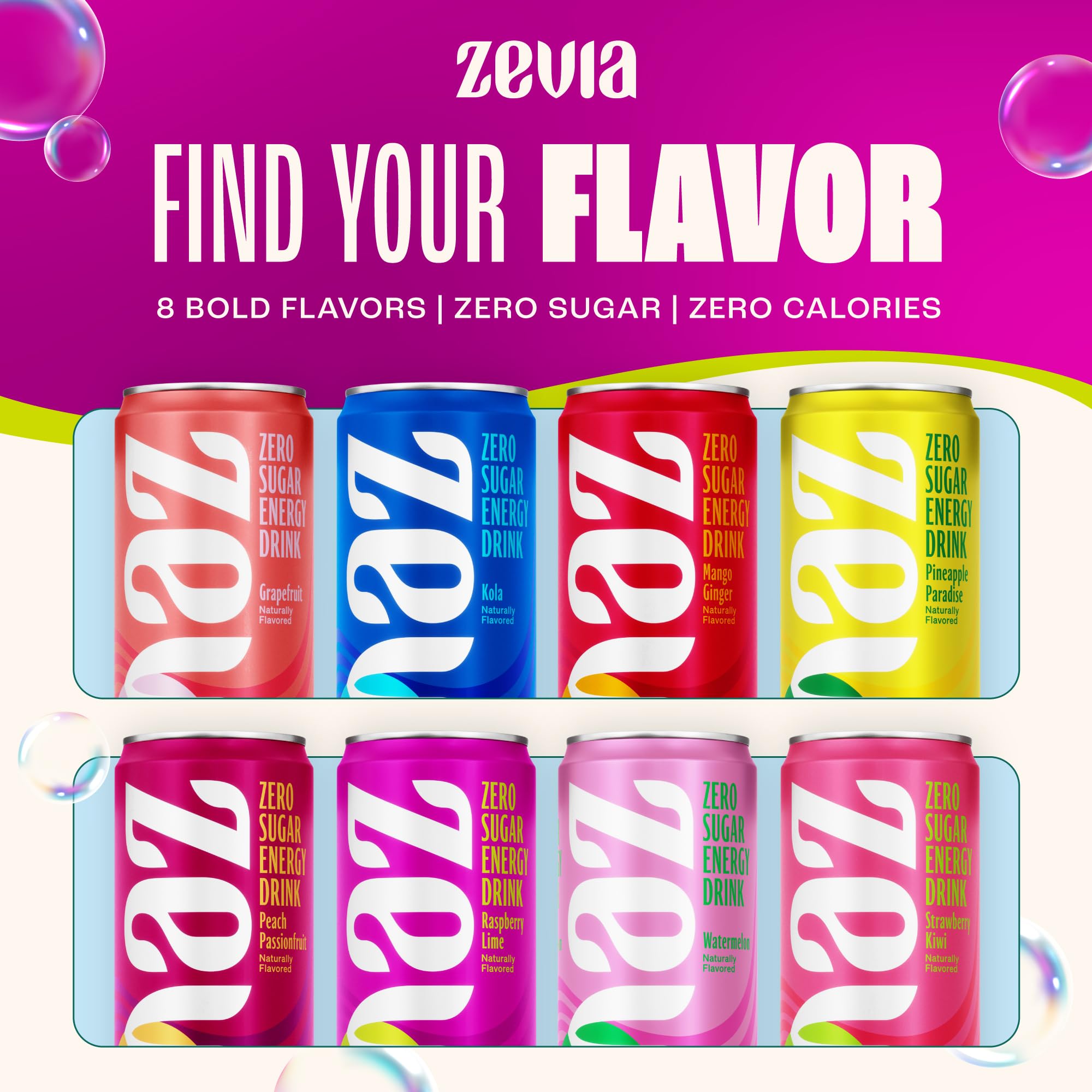 Zevia Raspberry Lime Energy can close-up, no artificial colors for clean ingredients.