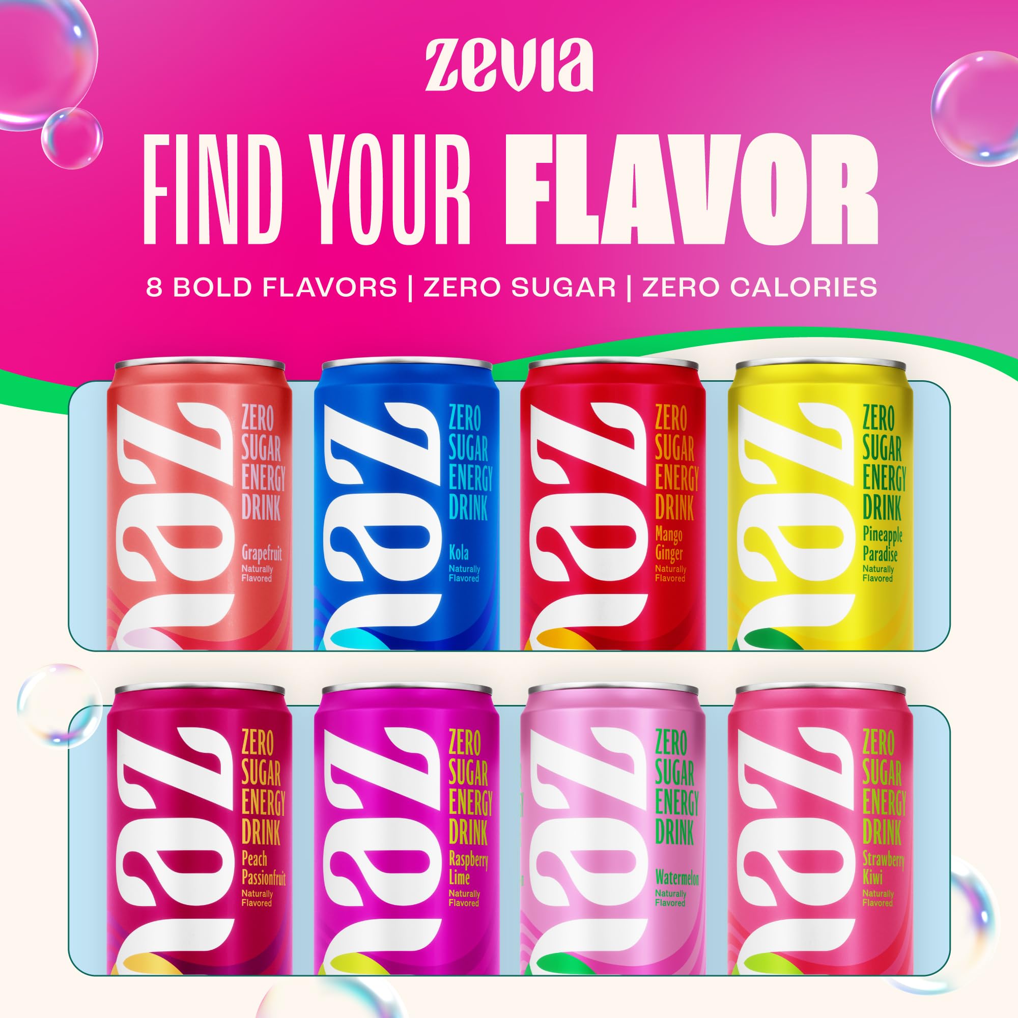 Zevia Watermelon Energy with ice, refreshing, calorie-free pick-me-up.