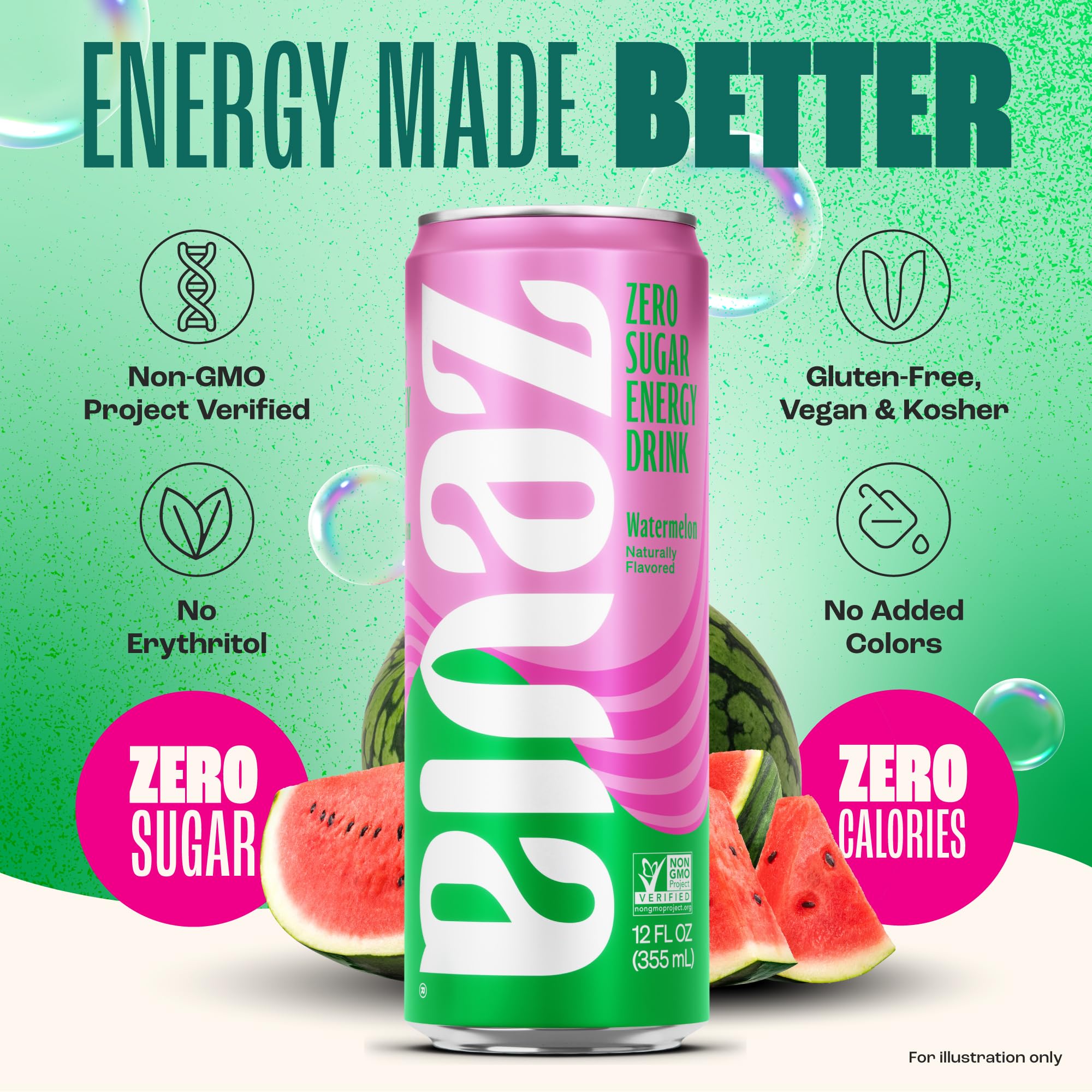 Zevia Watermelon Energy packaging front, convenient grab-and-go energy.