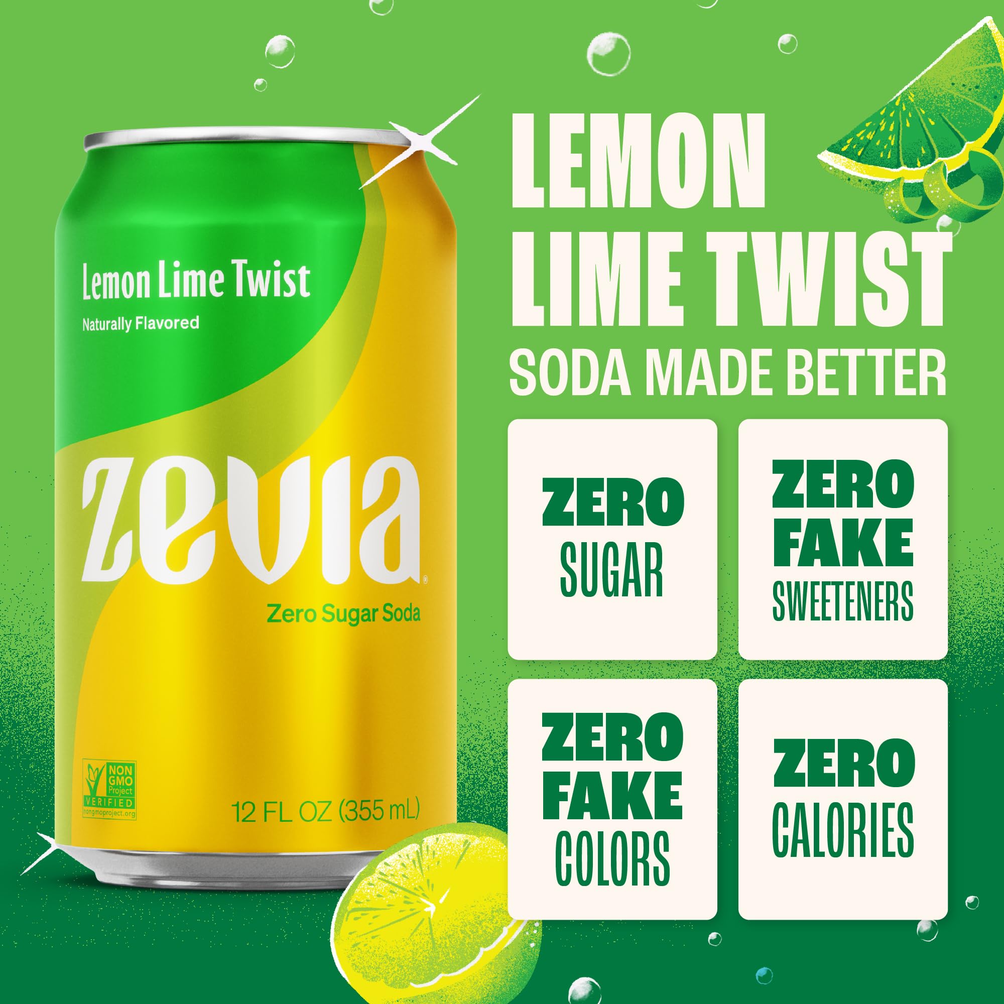 Closeup of Zevia can emphasizes natural sweetness from stevia without added sugar.