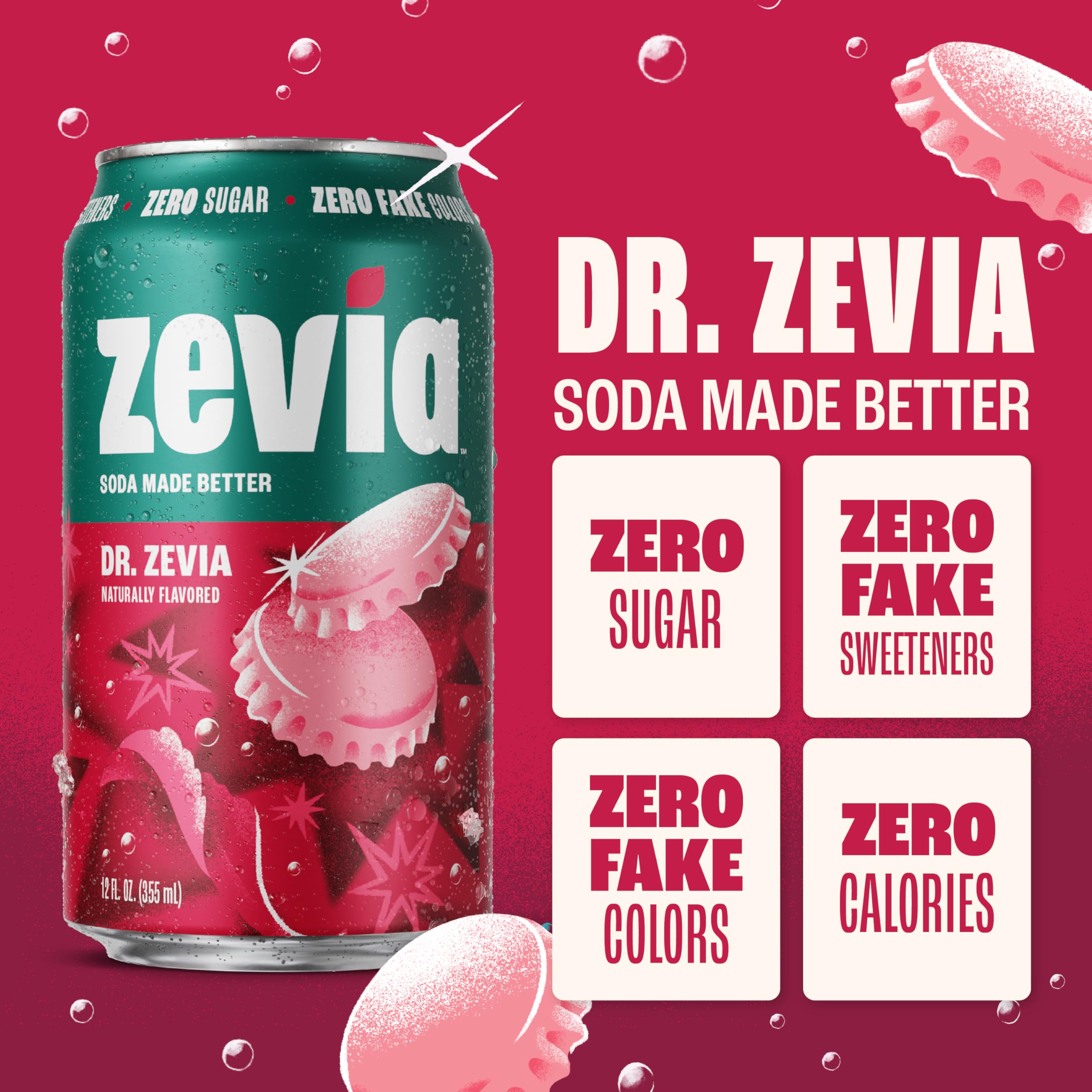 Close-up of Zevia bubbles highlighting natural sweetness without calories.
