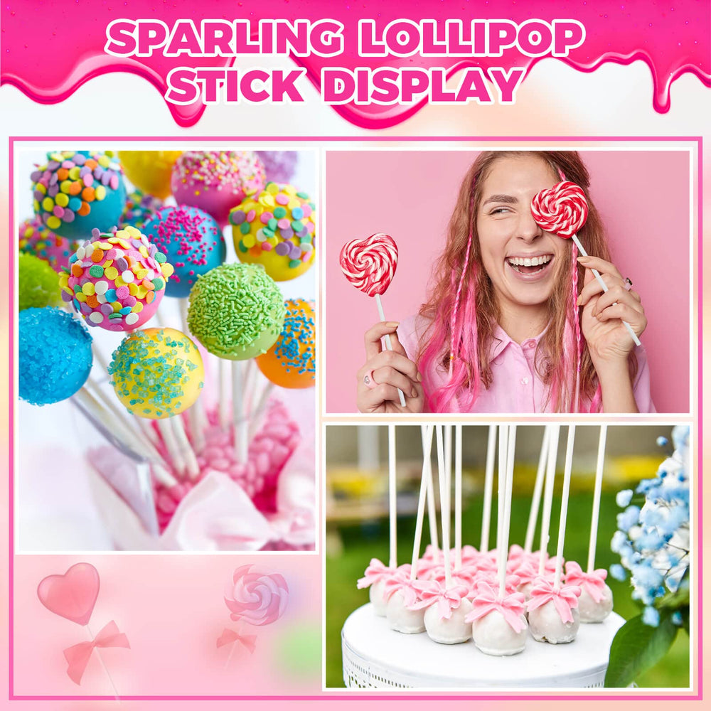 ZHBDMGK cake pop sticks close-up showing sturdy, food-grade material.
