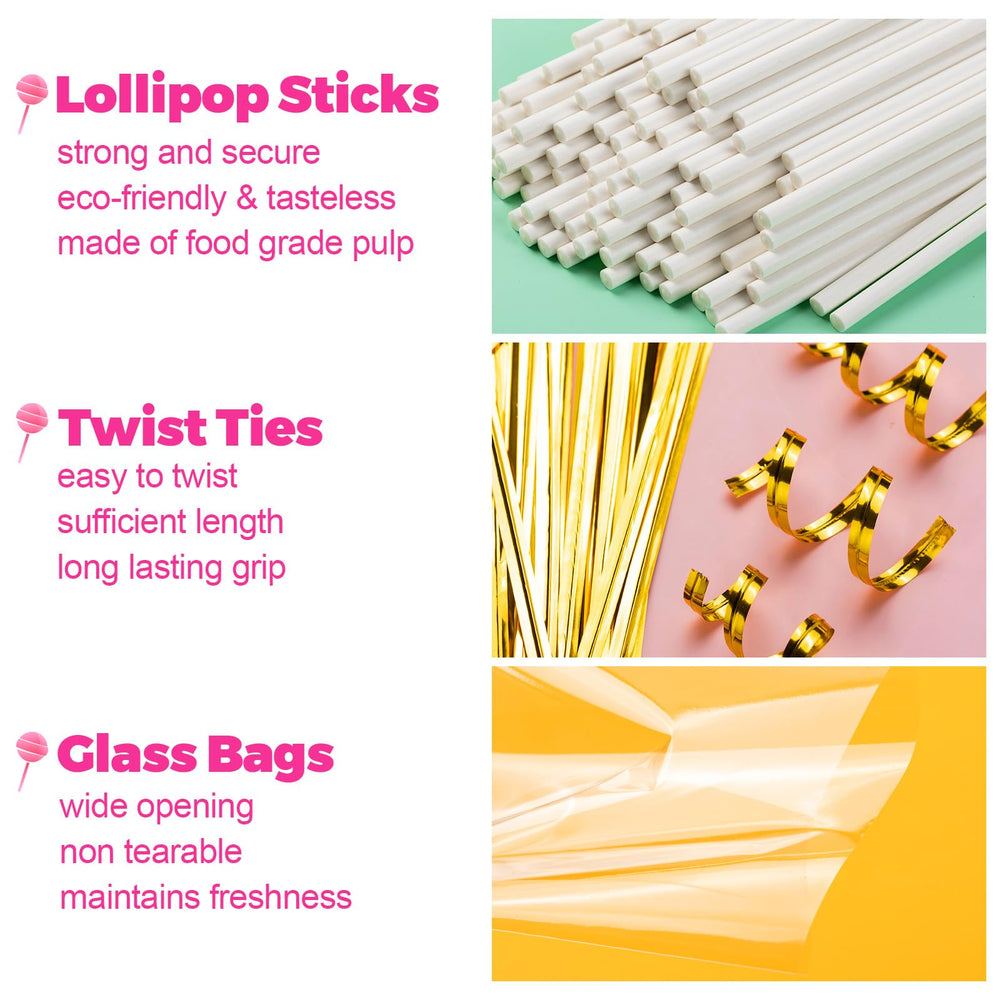 ZHBDMGK gold twist ties keep wrapped pops secure and polished.