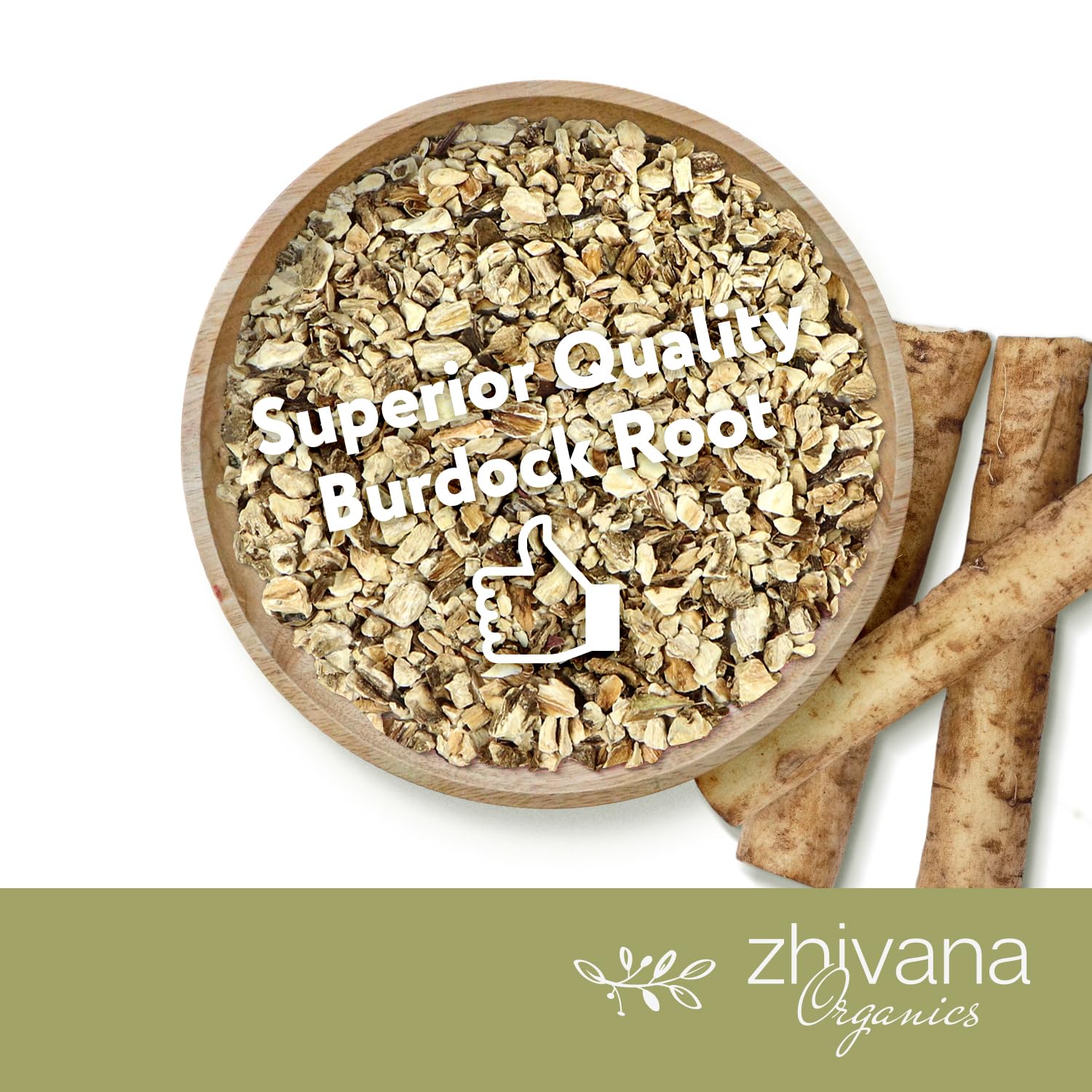 Zhivana Organics premium burdock root with natural earthy flavor