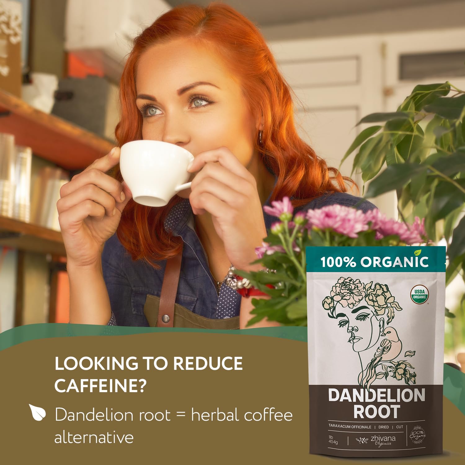 Zhivana Organics dandelion root harvest scene showing sustainable sourcing.