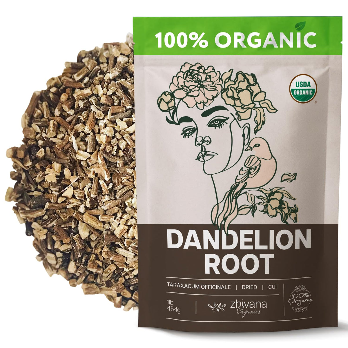 Zhivana Organics dandelion root tea loose bundle for a nutrient-dense cup