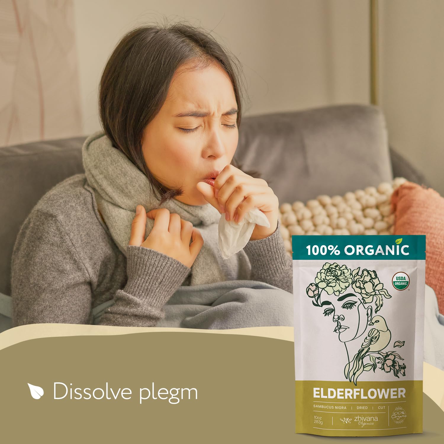 Zhivana Organics Elderflower Tea organic label confirms quality