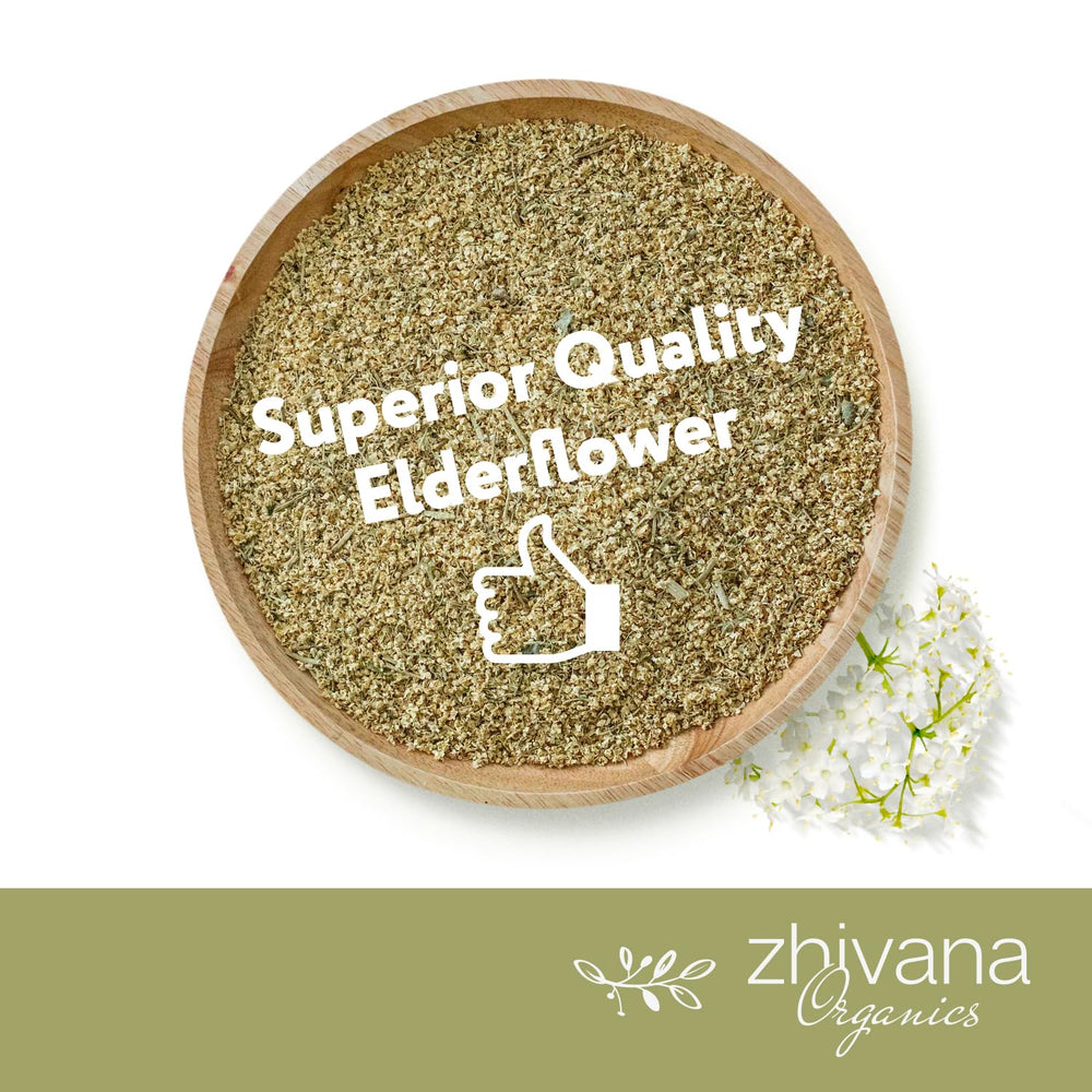 Zhivana Organics Elderflower Tea packaging highlights eco-friendly design