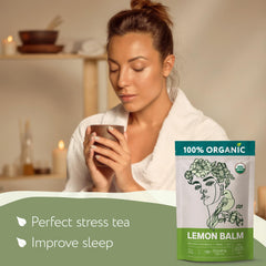 Zhivana Organics Melissa Tea infusion in a cup for relaxation
