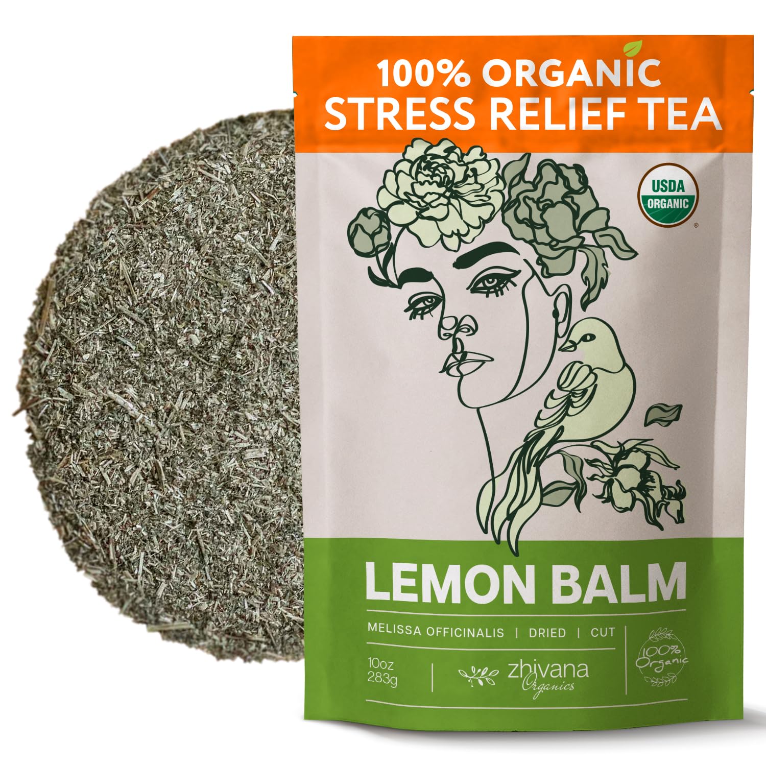 Zhivana Organics Melissa Tea Organic loose-leaf ready for a calming cup