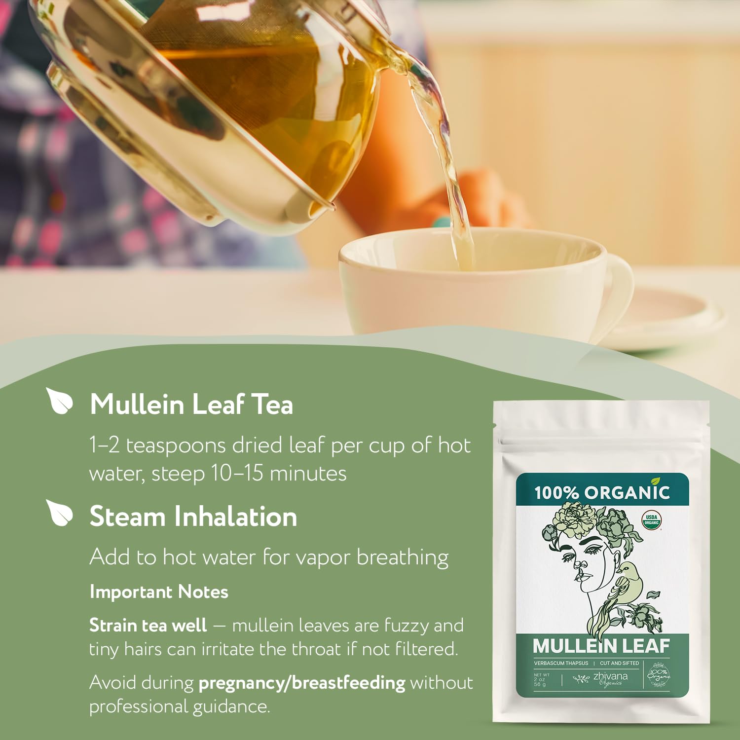 Zhivana Organics mullein tea brew guide for a balanced, flavorful cup.
