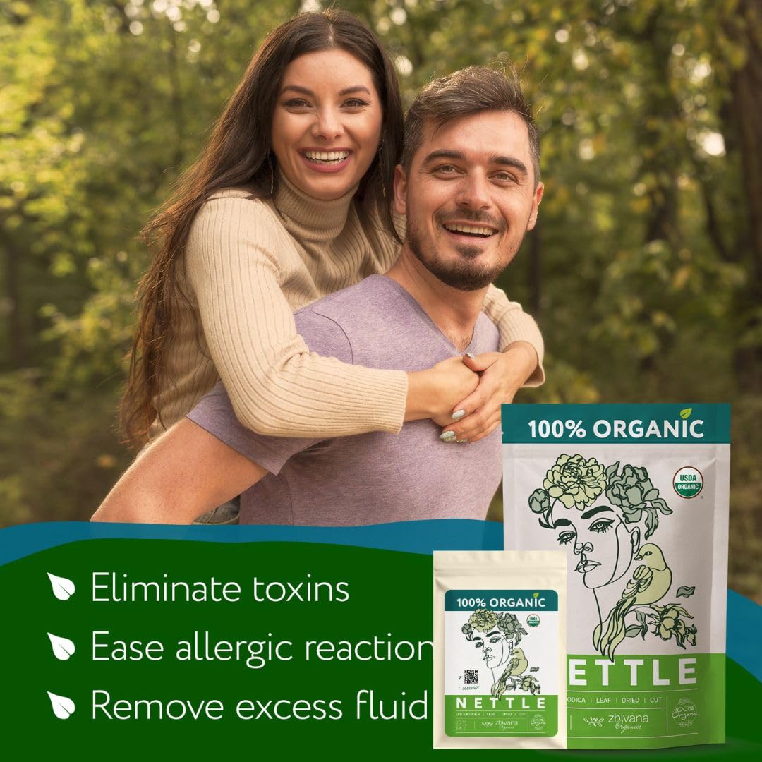 Zhivana Organics harvested nettle leaves image highlights hand-picking for premium quality
