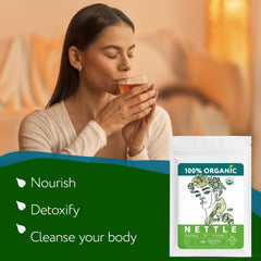 Zhivana Organics dried nettle leaf pack ready for a soothing cup