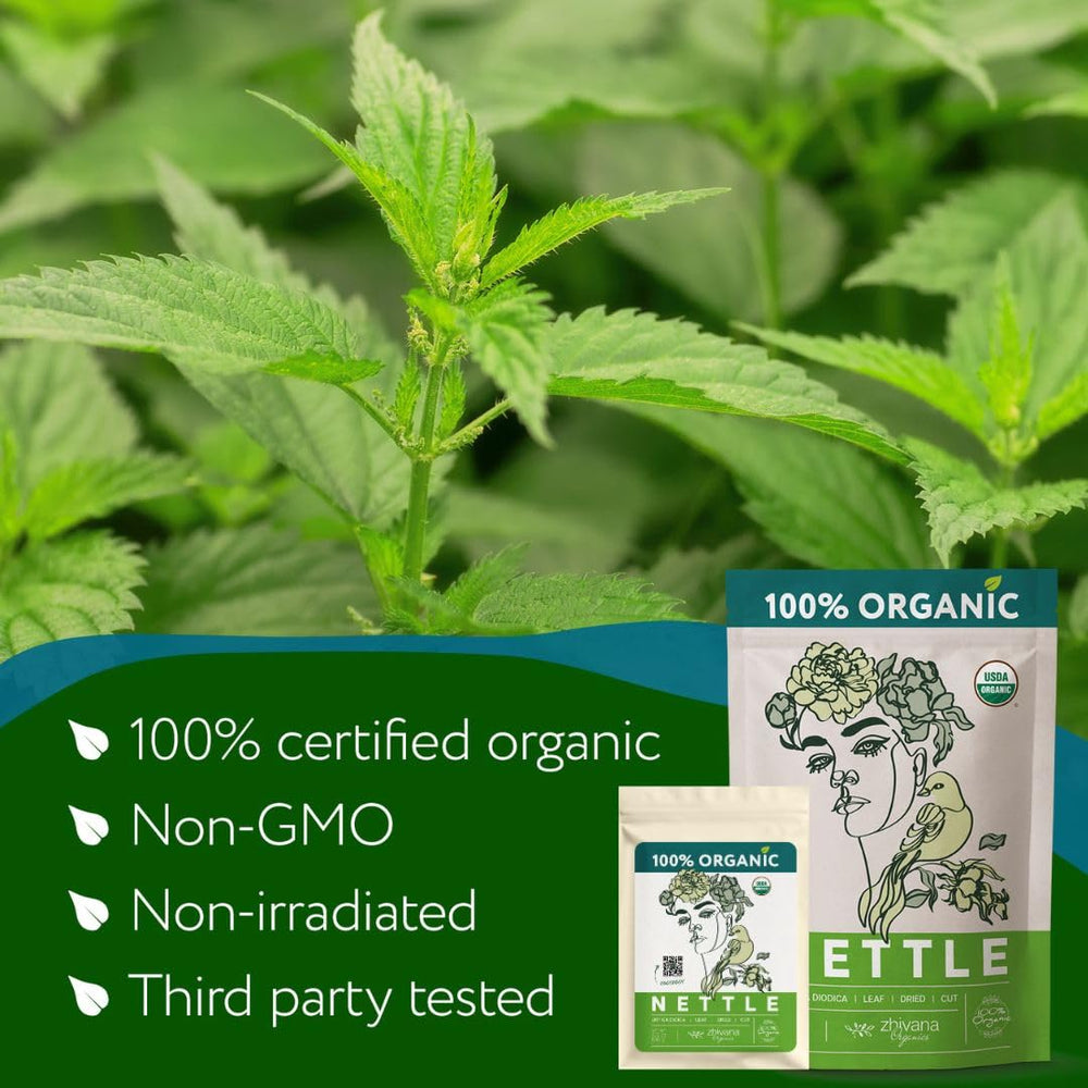Zhivana Organics nettle tea cup image highlights warm comfort and herbal refreshment