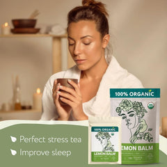 Zhivana Organics organic lemon balm leaves, ideal for calming brews.