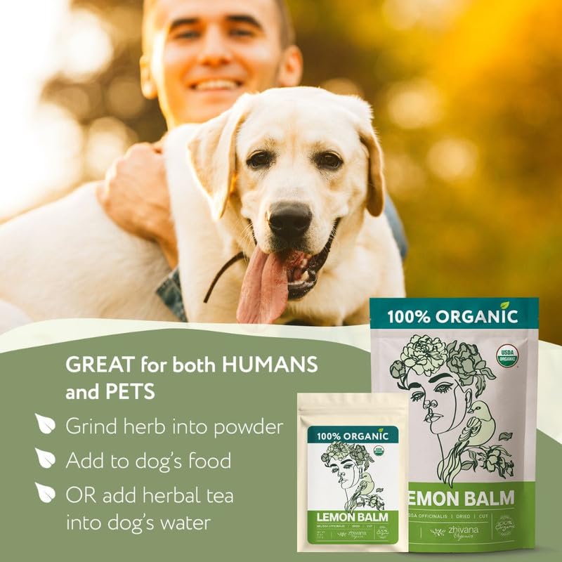 Zhivana Organics packaging label for organic lemon balm tea.