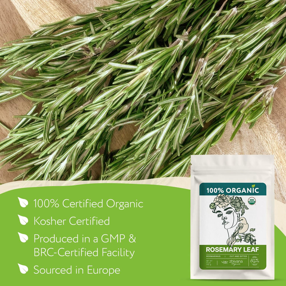 Zhivana Organics rosemary leaf dried bundle, enhances herbal blends.