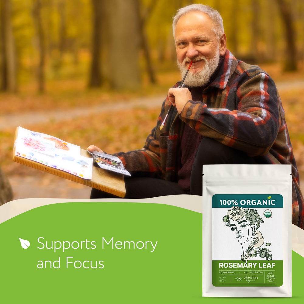 Zhivana Organics rosemary leaf herbal blend, creates refreshing aroma.