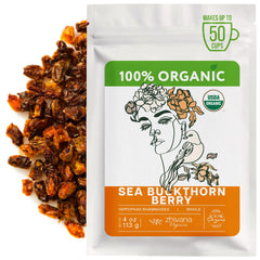 Zhivana Organics sea buckthorn berries packshot, ideal for smoothies and snacking.