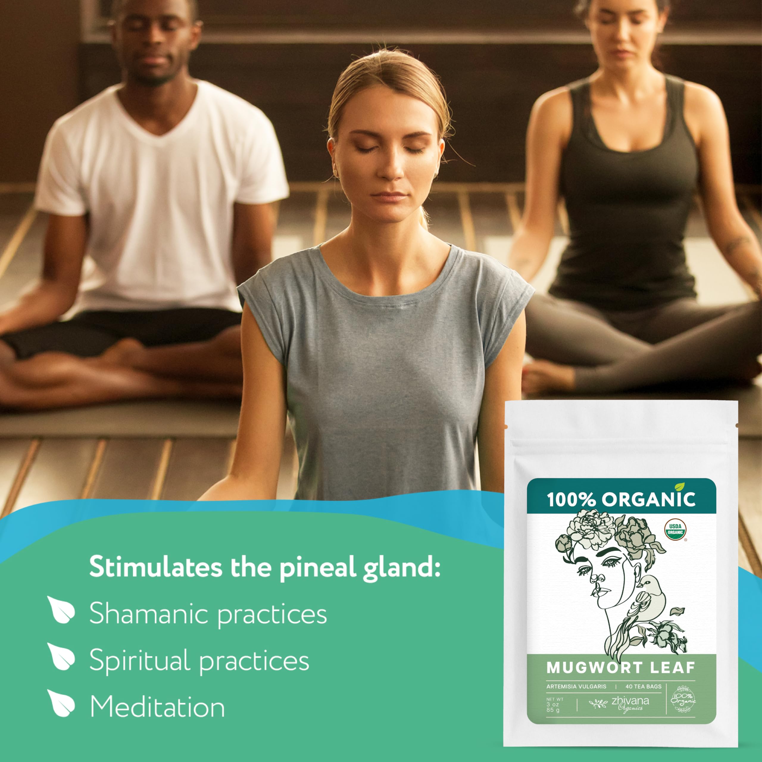 Zhivana Organics steeping mugwort tea offers cozy, balanced moments.