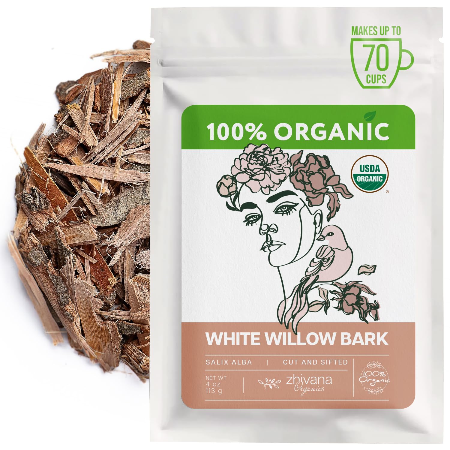 Zhivana Organics White Willow Bark Tea bottle ready for gentle, slow infusion.