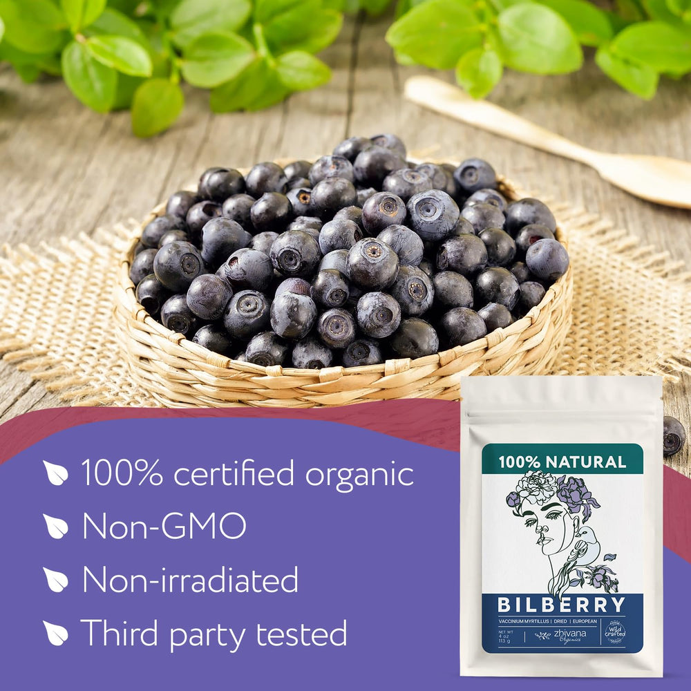 Zhivana Organics bilberry dried fruits close-up showing natural color