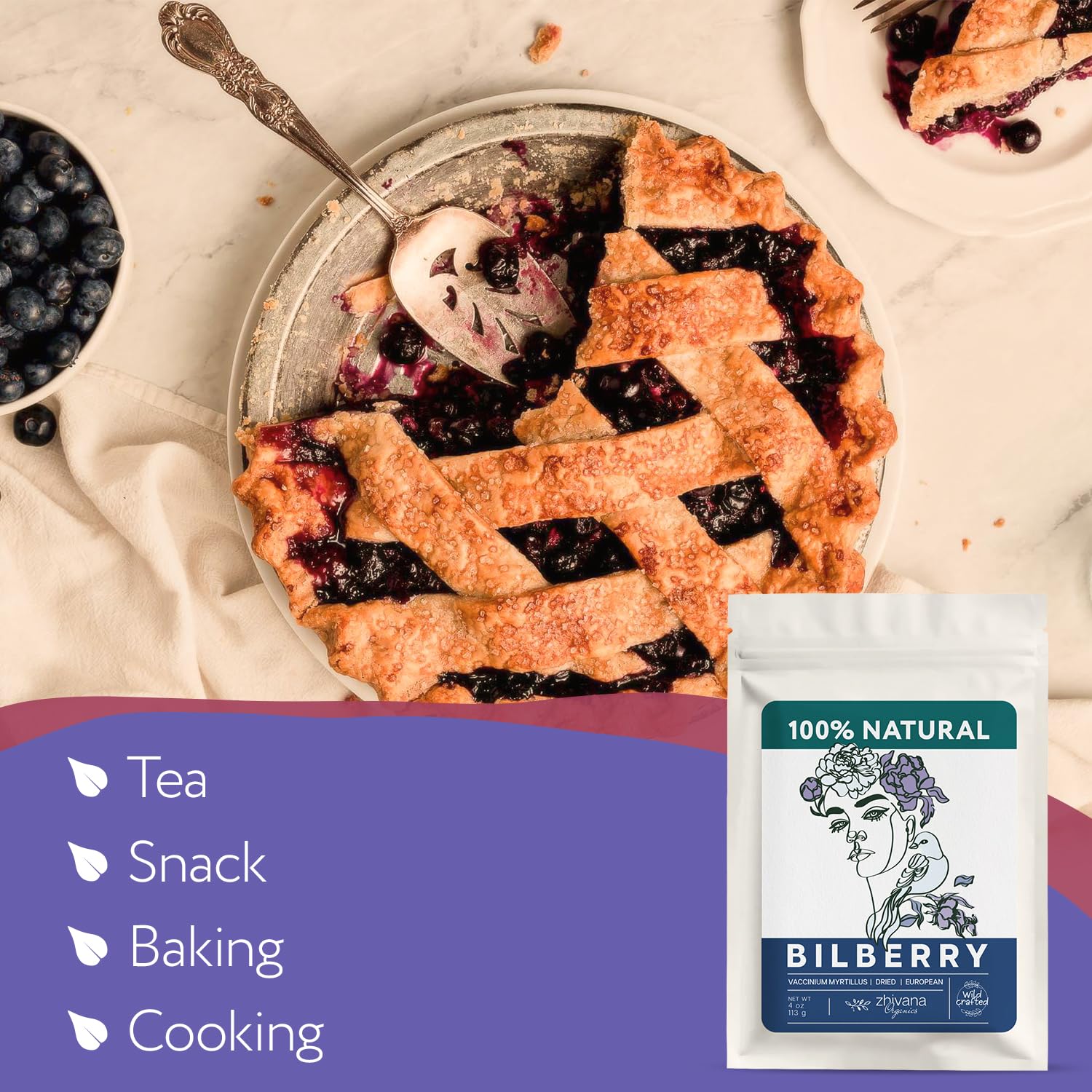 Zhivana Organics bilberry dried fruits close-up on vibrant berries