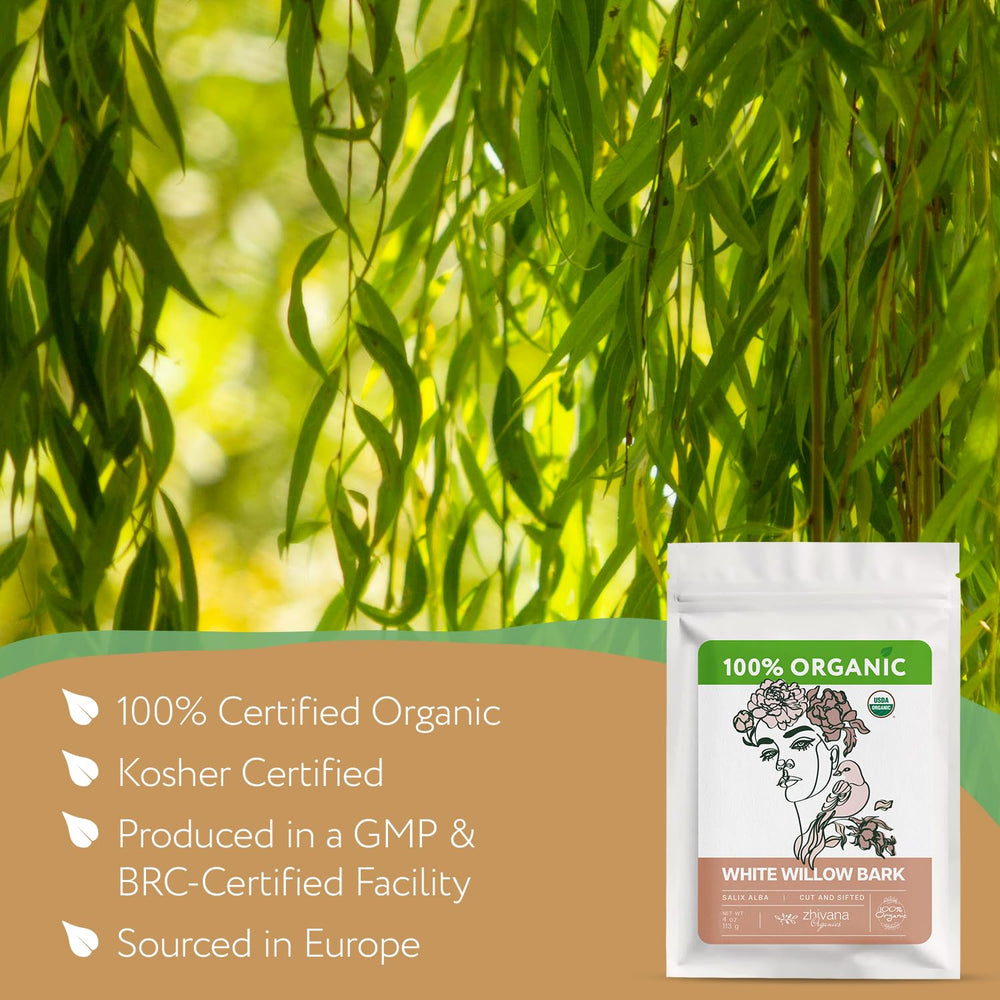 Zhivana Organics Willow bark loose pieces ideal for long steep decoctions.