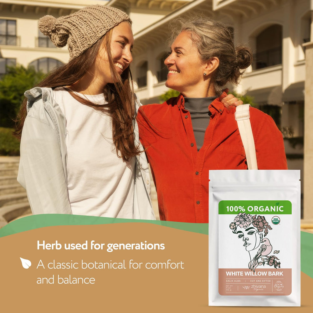 Zhivana Organics Willow Bark wild harvest scene emphasizes sustainable sourcing.