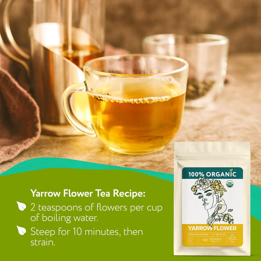 Ingredients label confirms organic yarrow for mindful ritual use.
