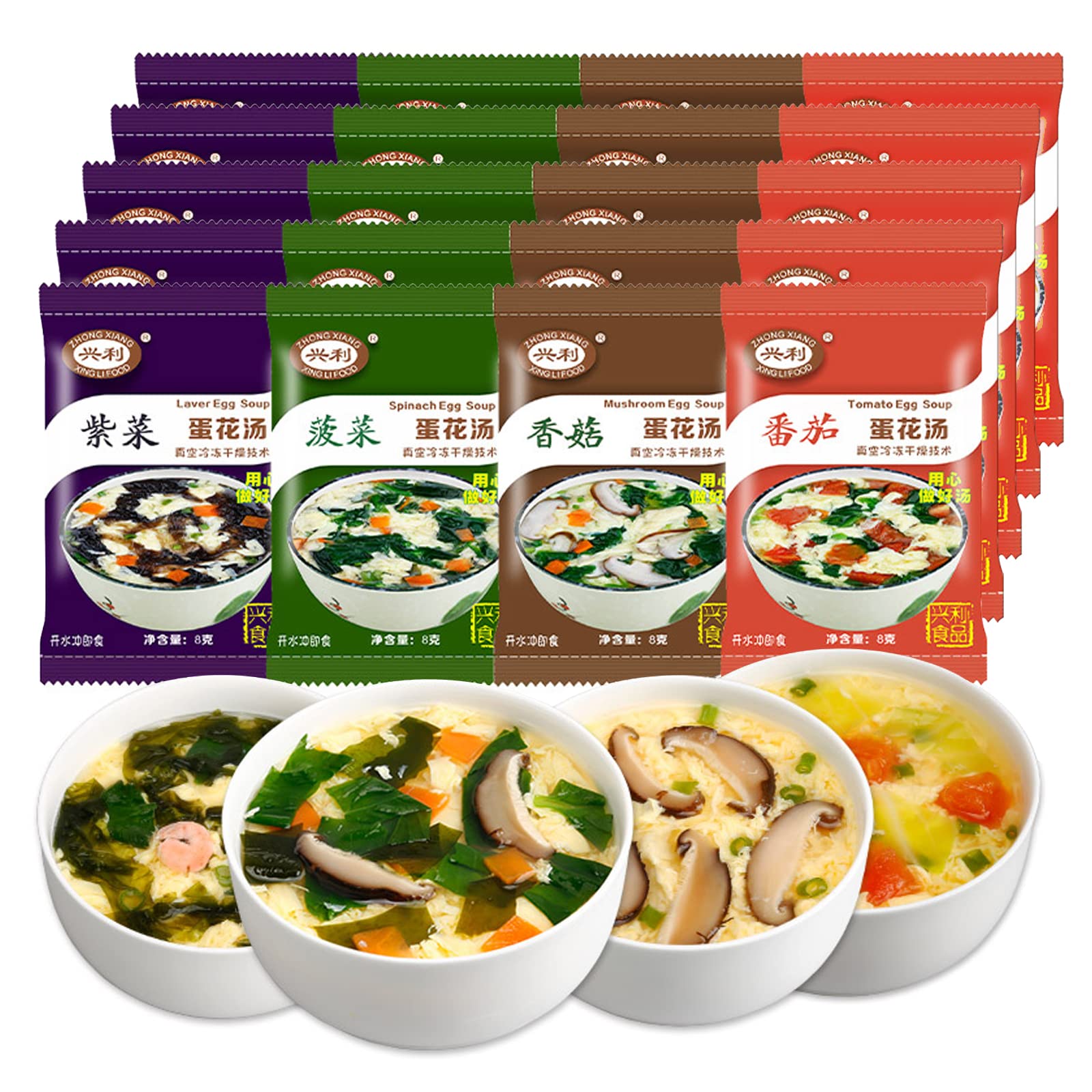 ZHONG XIANG XING LI FOOD Egg Flower Soup Laver flavor packet for a quick, comforting cup.