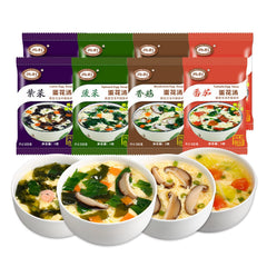 Zhong Xiang Xing Li Food egg flower soup mix packaging shows four flavors for quick meals.