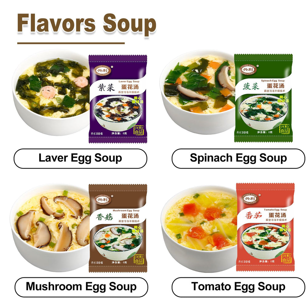 ZHONG XIANG XING LI FOOD Egg Flower Soup Spinach flavor for a fast lunch.