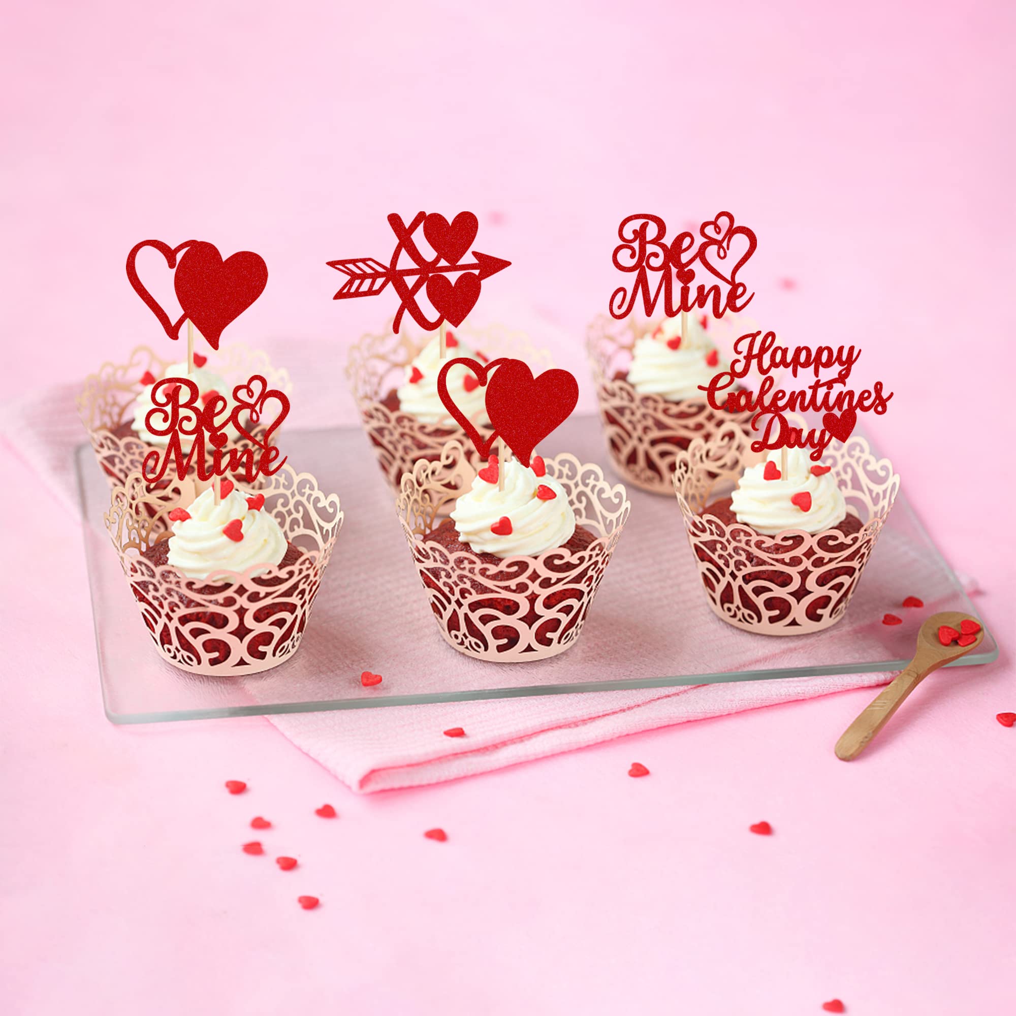 ZHUOWEISM Be Mine Valentine cupcake picks for dessert table