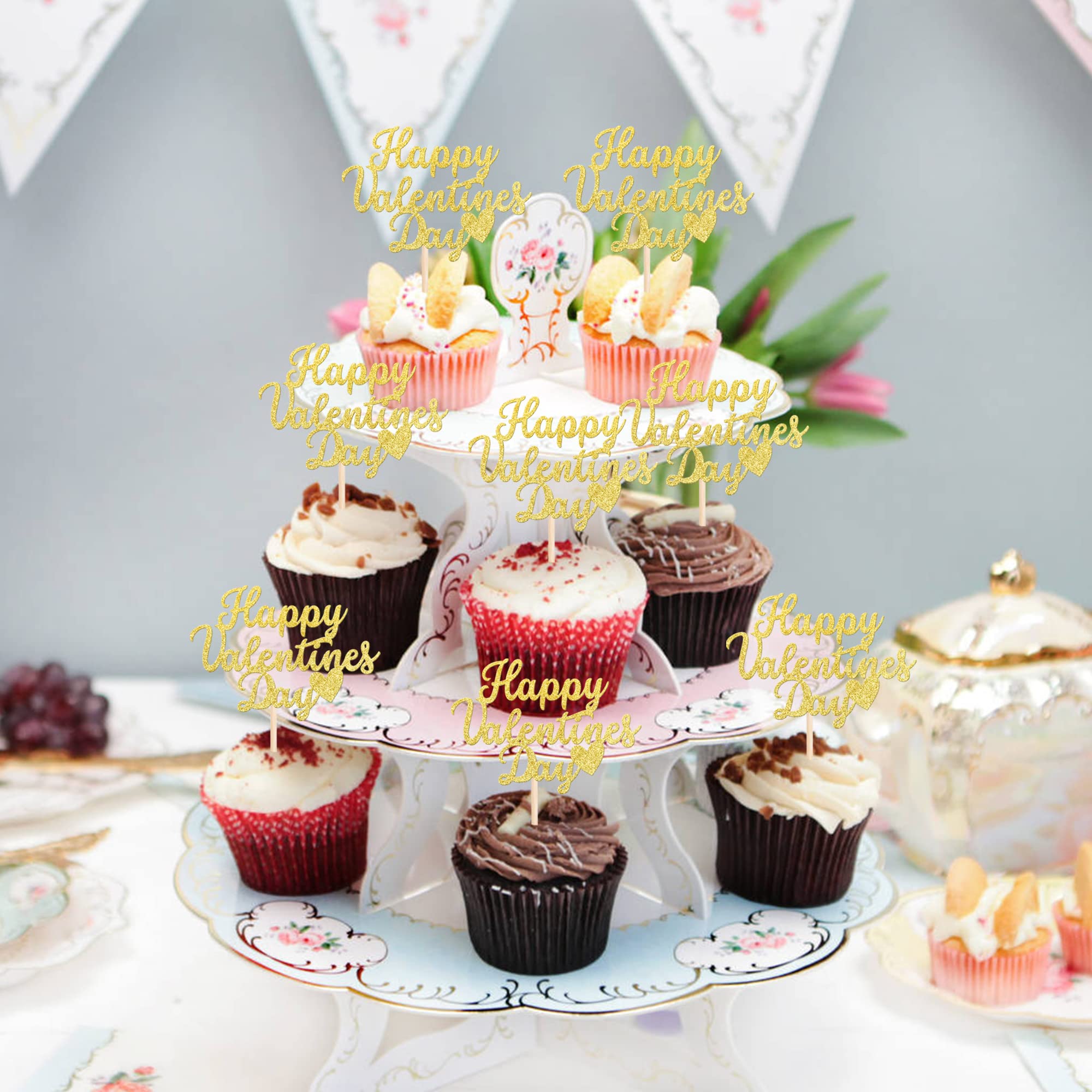 ZHUOWEISM Bridal Shower cupcake toppers provide quick, elegant decoration