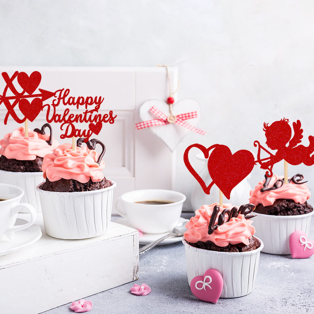 ZHUOWEISM glitter card stock cupcake toppers for durable display