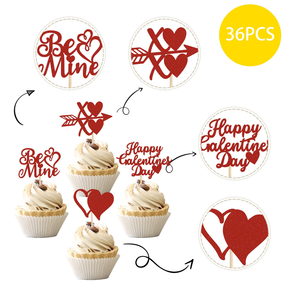 ZHUOWEISM Glitter double heart cupcake picks add festive charm to desserts