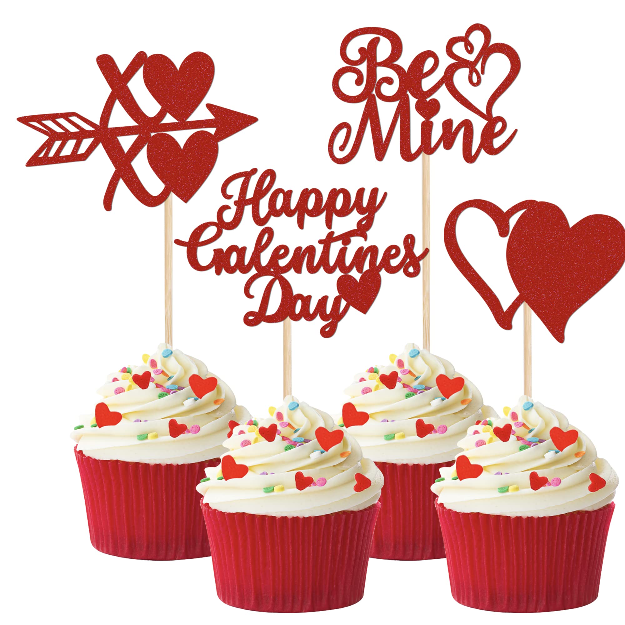 ZHUOWEISM Happy Galentine Day glitter heart cupcake topper enhances treats