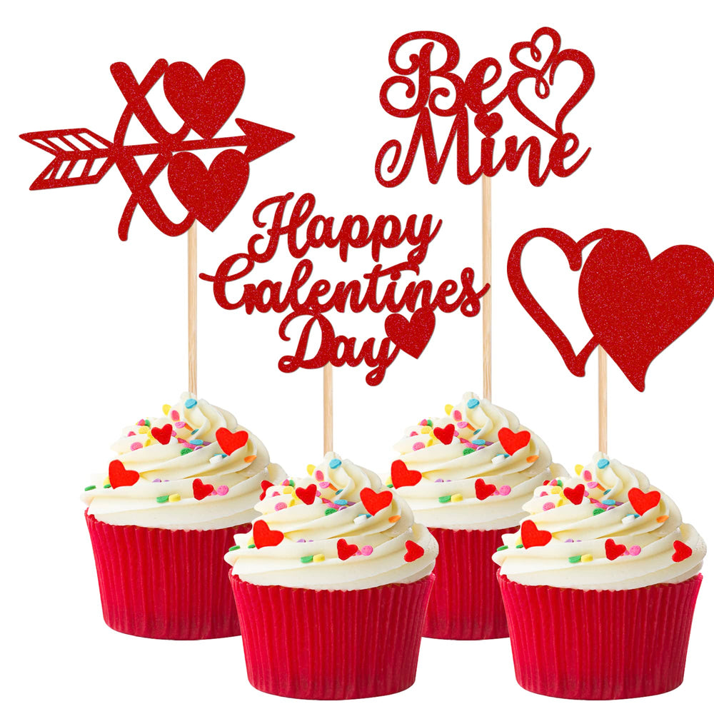 ZHUOWEISM Happy Galentine Day glitter heart cupcake topper enhances treats