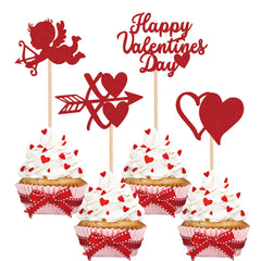 ZHUOWEISM glitter heart Valentine cupcake topper for festive desserts and party decor