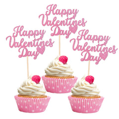 ZHUOWEISM Valentine cupcake topper glitter heart pink enhances festive cupcakes