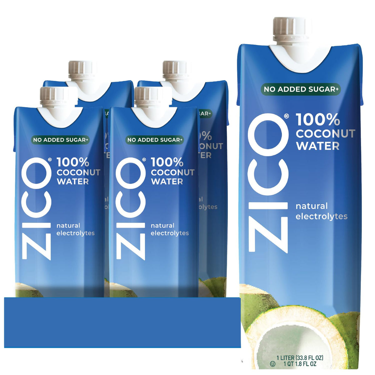 ZICO coconut water pour showing natural hydration with electrolytes for active days