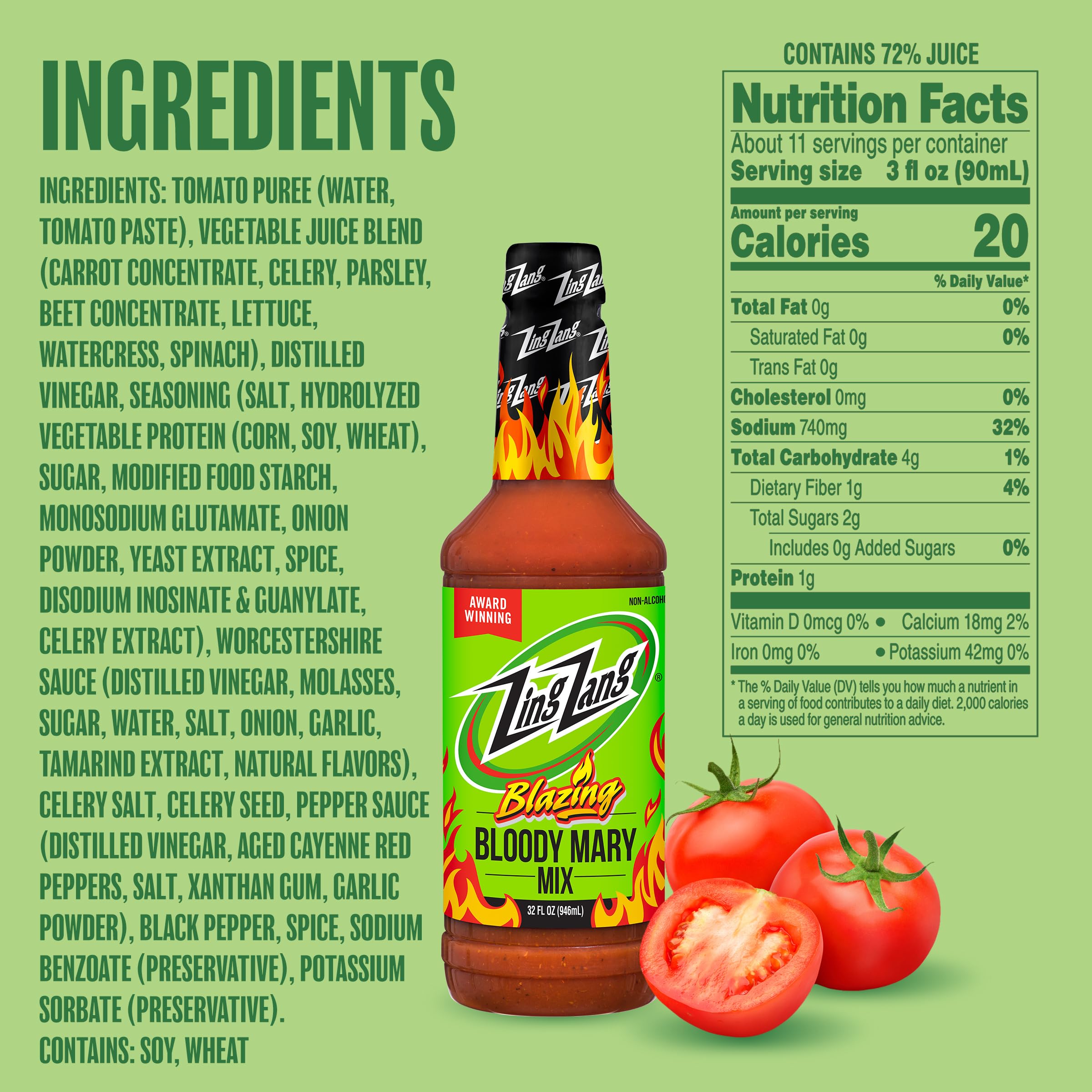 Zing Zang Blazing Bloody Mary bottle pour adds heat for bold twists.
