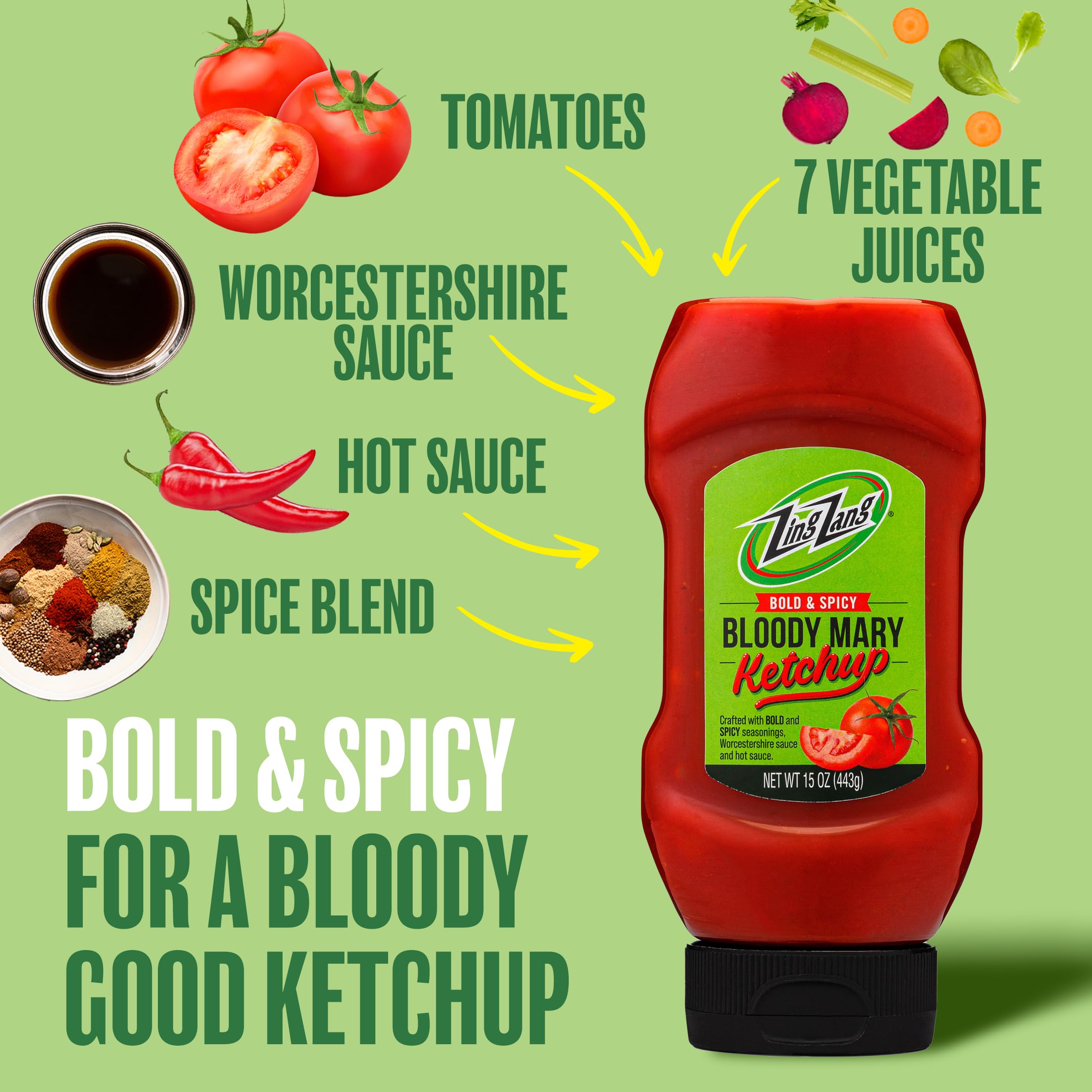 Zing Zang Bloody Mary ketchup on a burger adds bold, zesty flavor.