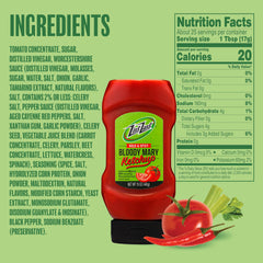 Pouring Zing Zang Bloody Mary ketchup over hot dogs for a zesty kick.